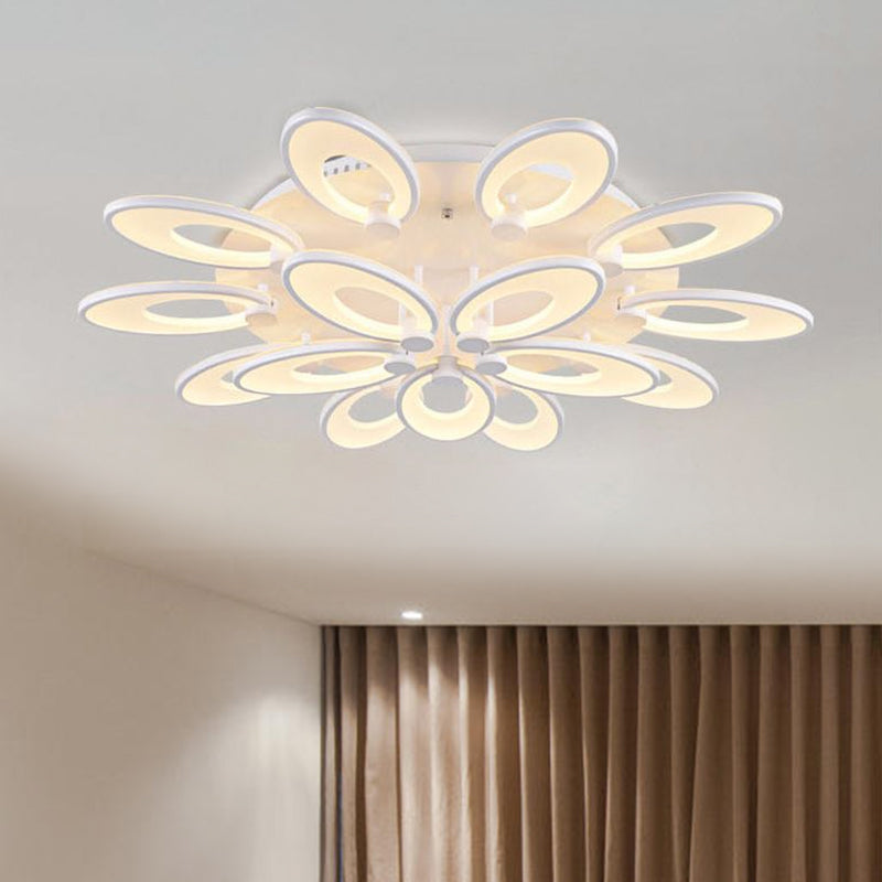 Modern LED Flush Mount Light for Dining Room with Acrylic Shade - 4/6/9 Lights - Warm/White/Natural Light