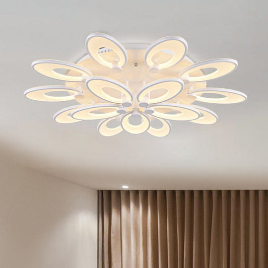 Modern LED Flush Mount Light for Dining Room with Acrylic Shade - 4/6/9 Lights - Warm/White/Natural Light