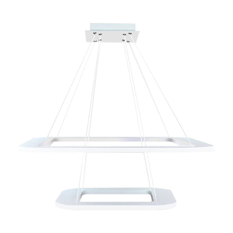 Simplicity Square Led Chandelier - Acrylic Office Pendant Light In Warm/White/Natural