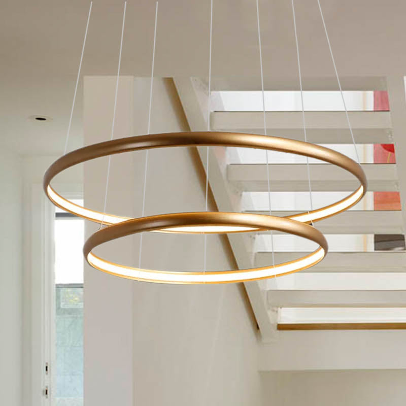 Modern Black Brown Gold Orbit Led Ceiling Light: 1/2/3-Light Acrylic Chandelier In Warm White