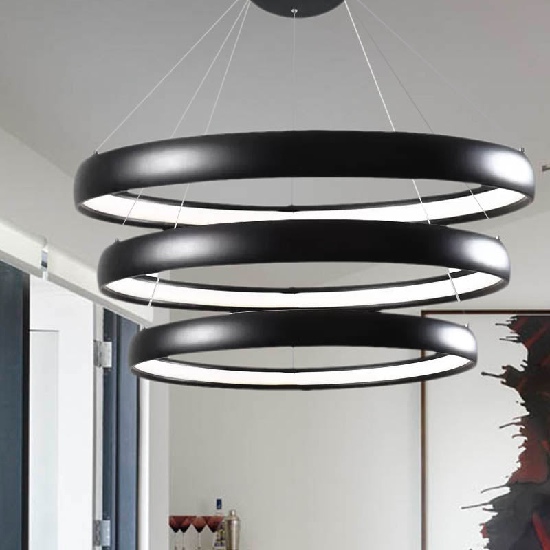 Modern Black Brown Gold Orbit Led Ceiling Light: 1/2/3-Light Acrylic Chandelier In Warm White