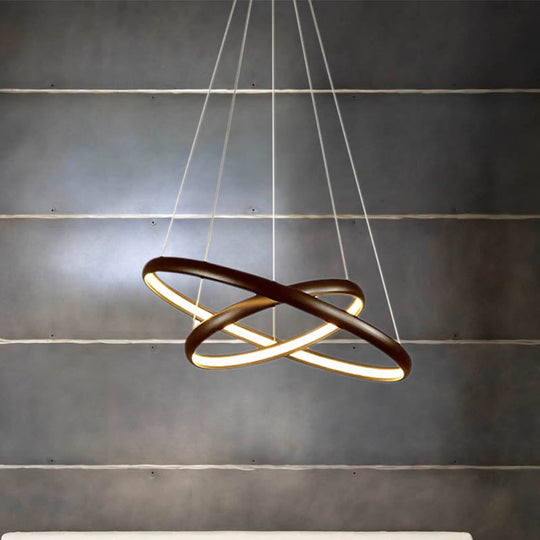 Modern Black Brown Gold Orbit Led Ceiling Light: 1/2/3-Light Acrylic Chandelier In Warm White