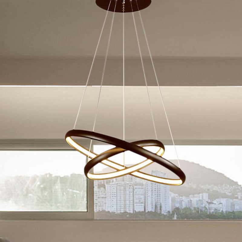 Modern Black Brown Gold Orbit Led Ceiling Light: 1/2/3-Light Acrylic Chandelier In Warm White