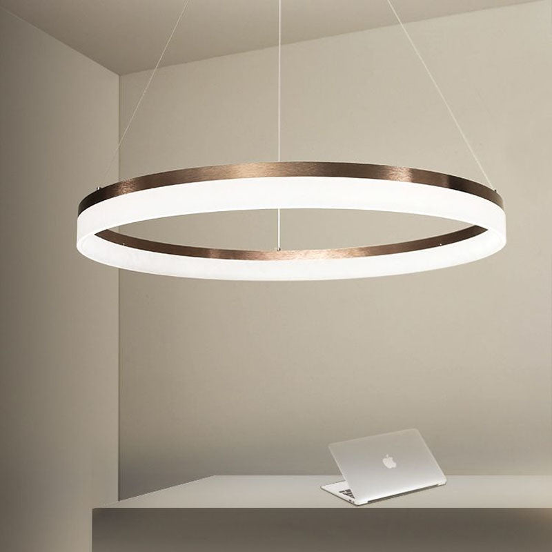 Contemporary Acrylic Round Chandelier Light - 4/5/6-Head Brown Ceiling Pendant In Warm/White/Natural