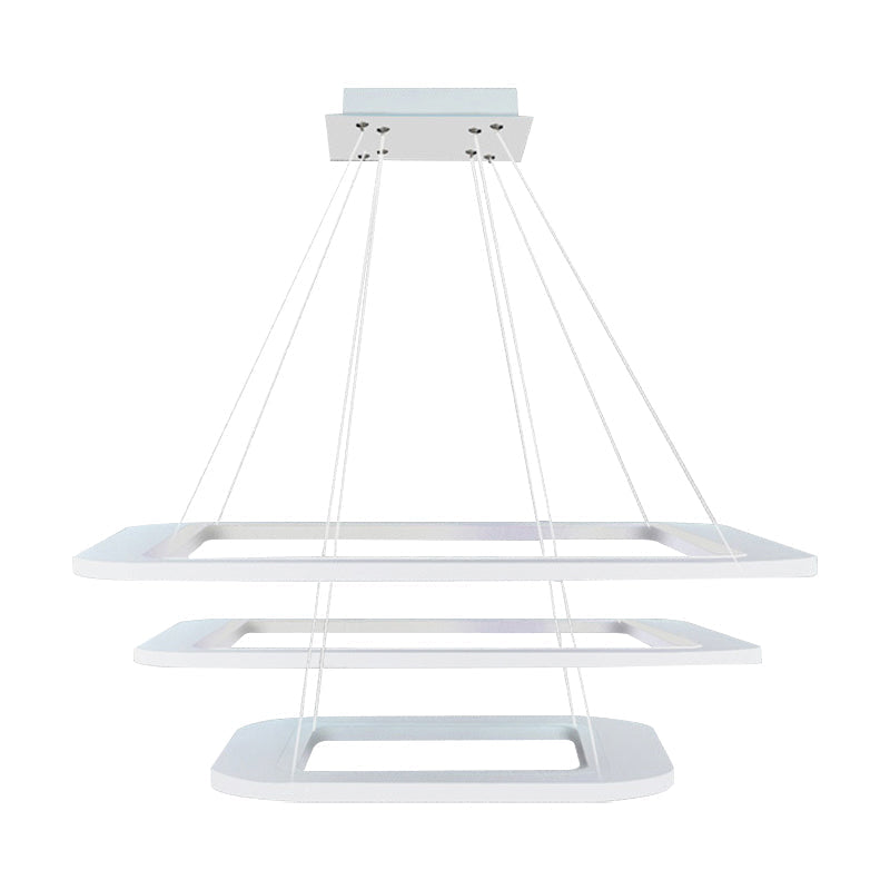 Simplicity Square Led Chandelier - Acrylic Office Pendant Light In Warm/White/Natural