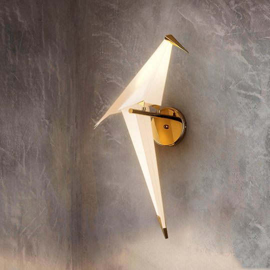 1/2-Light Dining Room Sconce With Birdie Plastic Shade: Modernist White Wall Lamp In Warm/White