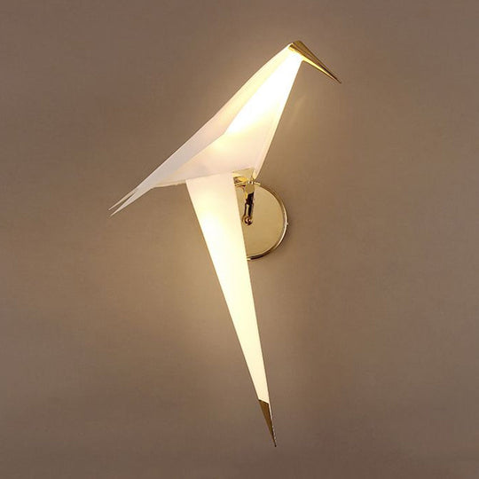 1/2-Light Dining Room Sconce With Birdie Plastic Shade: Modernist White Wall Lamp In Warm/White