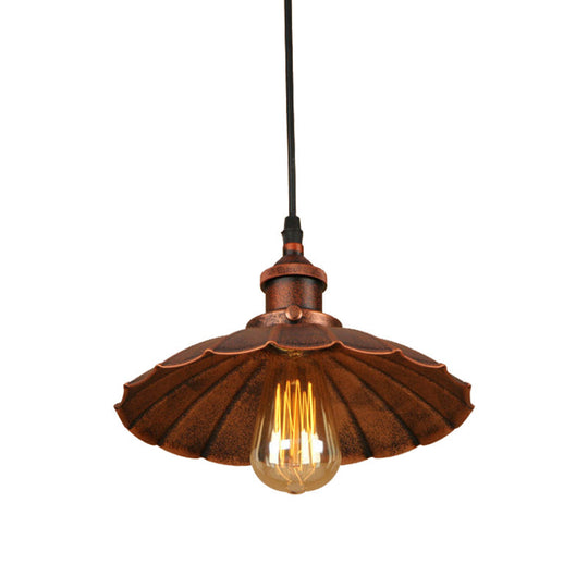 Farmhouse Scalloped Iron Pendant Light with 1 Hanging Ceiling Light - Indoor Lighting