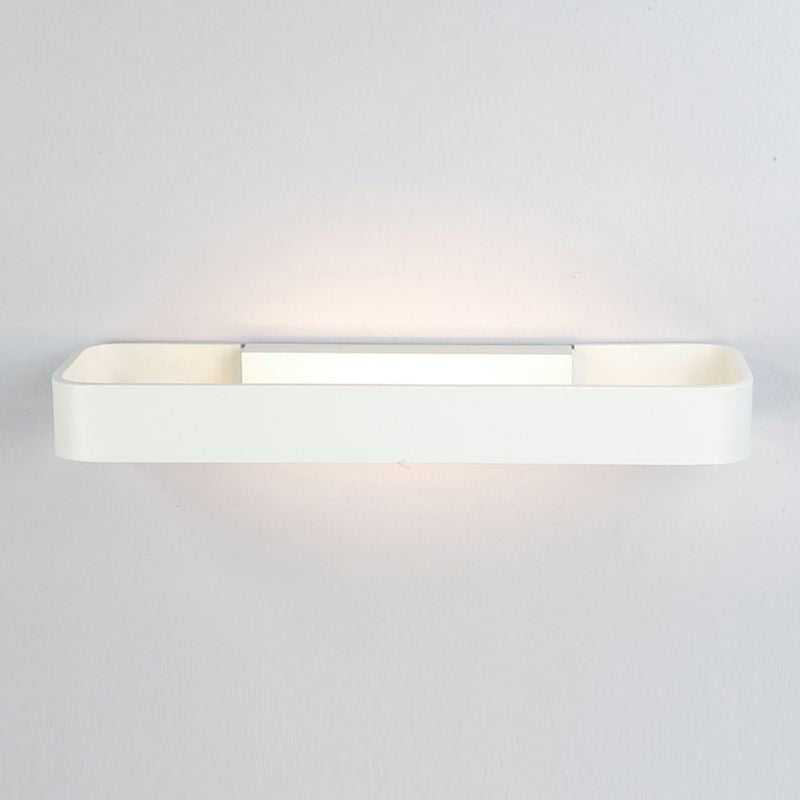 Minimalist Led Wall Sconce: Rectangular Aluminum Fixture 12/16 Diameter Black/White