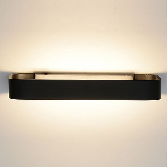 Minimalist Led Wall Sconce: Rectangular Aluminum Fixture 12/16 Diameter Black/White