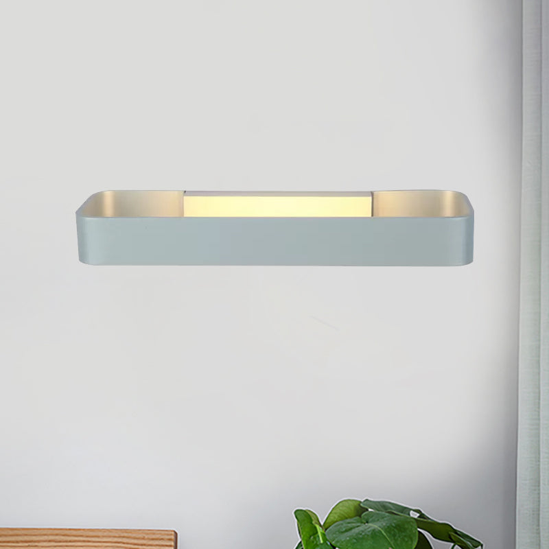 Minimalist Led Wall Sconce: Rectangular Aluminum Fixture 12/16 Diameter Black/White