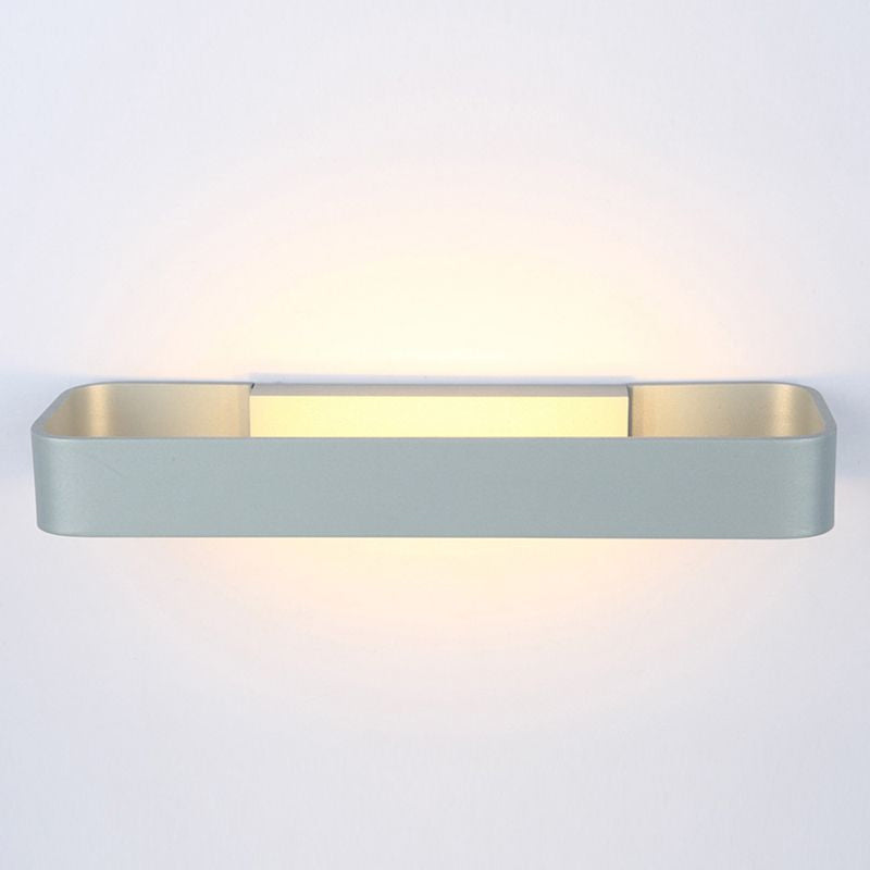 Minimalist Led Wall Sconce: Rectangular Aluminum Fixture 12/16 Diameter Black/White