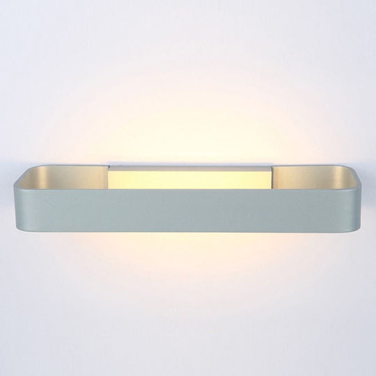 Minimalist Led Wall Sconce: Rectangular Aluminum Fixture 12/16 Diameter Black/White