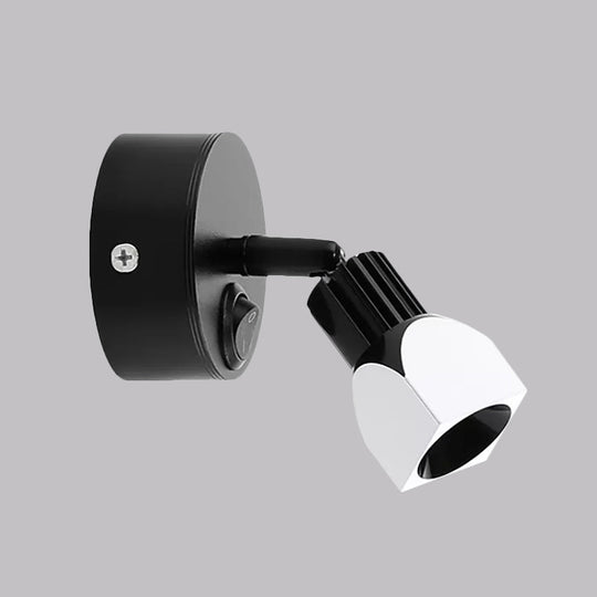 Mini Aluminum Led Spotlight Wall Lamp - Contemporary Style Black/White With/Without Switch