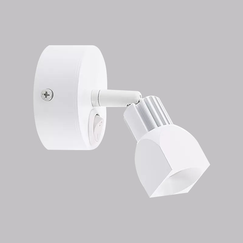 Mini Aluminum Led Spotlight Wall Lamp - Contemporary Style Black/White With/Without Switch