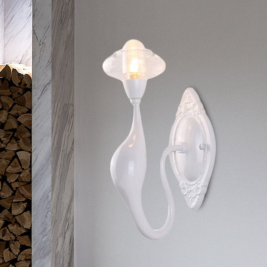 Modern White Led Wall Sconce Light Fixture - Oval Glass Dolphin-Shaped Arm