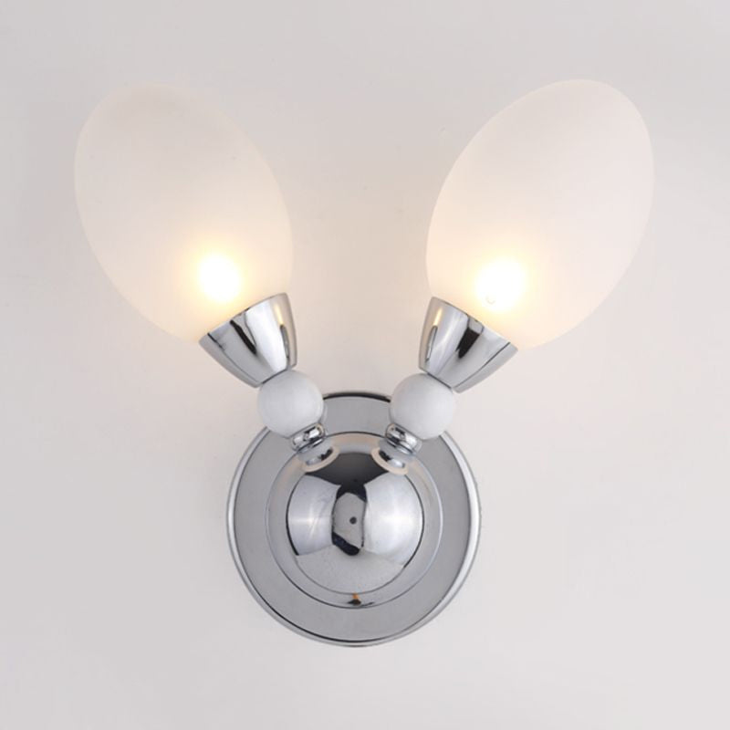 Modern Chrome Egg Wall Light Fixture With 2/3 White Glass Led Lights