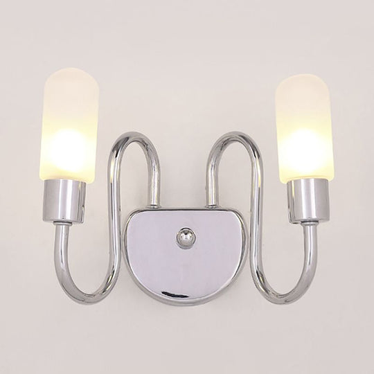 Contemporary Milk Glass Pill Sconce With Chrome Led Flush Mount - 2/3 Lights