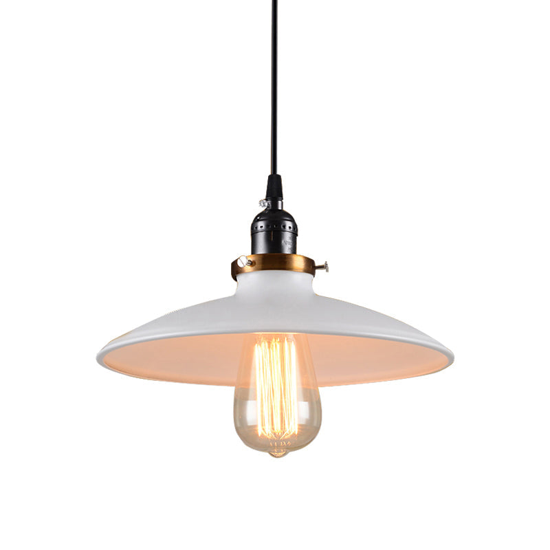 Modern Retro Loft Metal Saucer Shade Pendant Lighting For Restaurants - White 8.5/10 Diameter