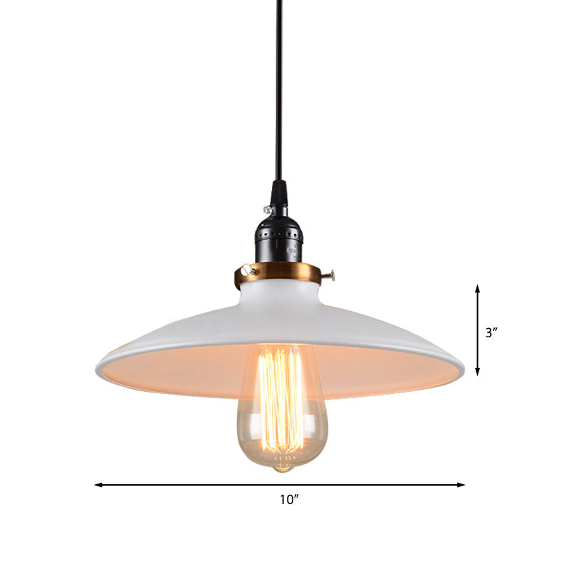 Modern Retro Loft Metal Saucer Shade Pendant Lighting For Restaurants - White 8.5/10 Diameter