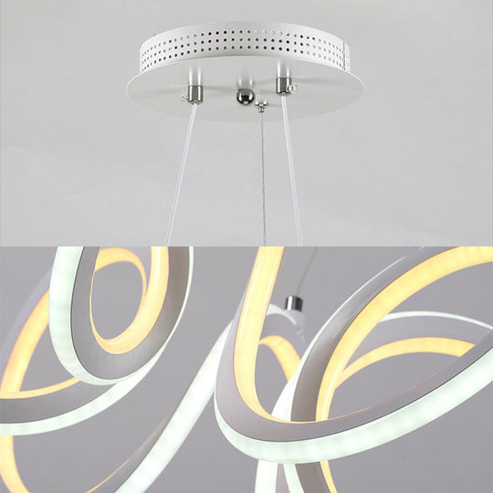 Modern Led Living Room Chandelier With Cycle Acrylic Shade - White Pendant