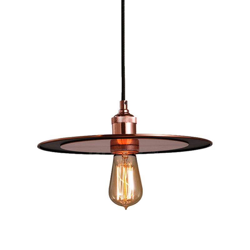 Hallway Pendant Lamp - Industrial Iron Bronze/Copper Finish Flat Shade 1 Light Ceiling Hanging