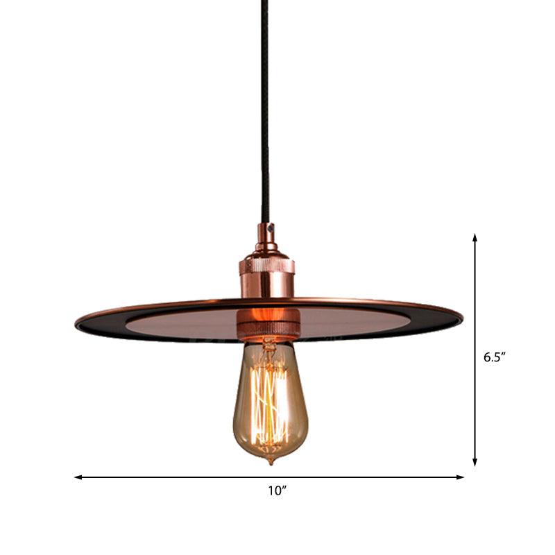 Hallway Pendant Lamp - Industrial Iron Bronze/Copper Finish Flat Shade 1 Light Ceiling Hanging