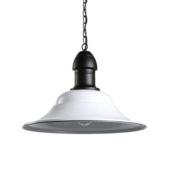 Vintage Industrial Pendant Light with Bell Shade for Dining Rooms - White