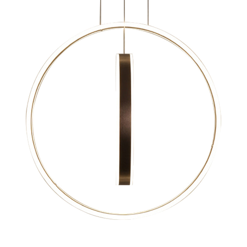 Minimalist Led Acrylic Chandelier Pendant - 23.5/31.5 Diameter Rings Brown Ceiling Light In