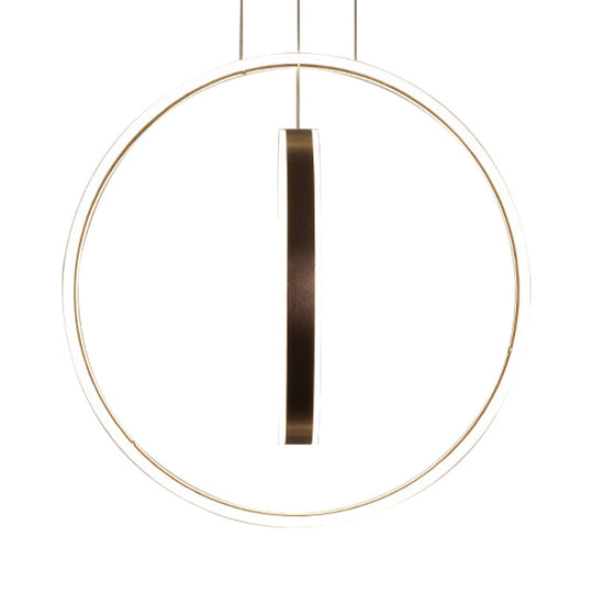 Minimalist Led Acrylic Chandelier Pendant - 23.5/31.5 Diameter Rings Brown Ceiling Light In