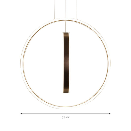 Minimalist Led Acrylic Chandelier Pendant - 23.5/31.5 Diameter Rings Brown Ceiling Light In