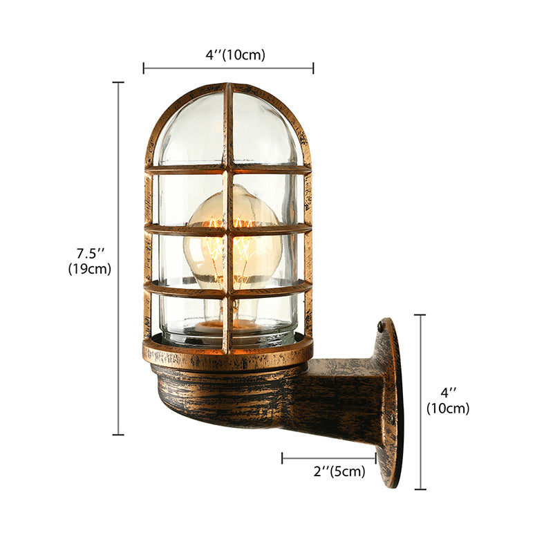 Industrial Glass Wall Lamp With Cage Single Bulb In Pink/Blue/Green For Living Room Sconce