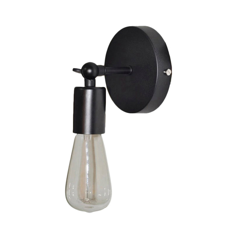 Industrial Black Metal Angled Sconce With Exposed Bulb - Perfect For Living Rooms