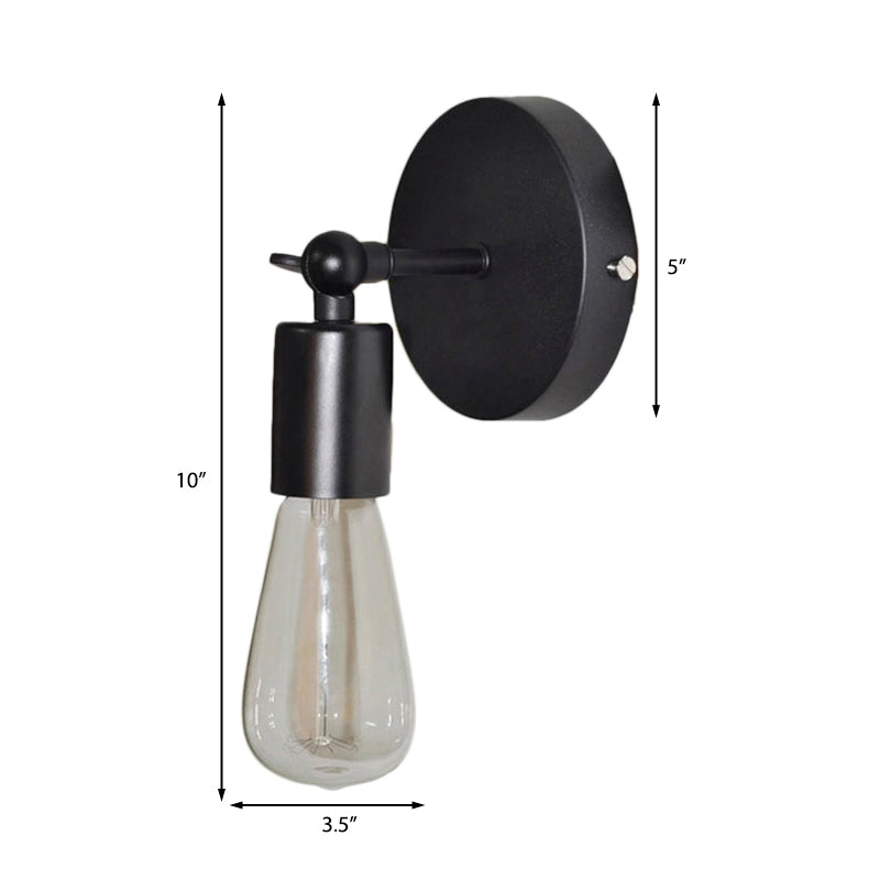 Industrial Black Metal Angled Sconce With Exposed Bulb - Perfect For Living Rooms