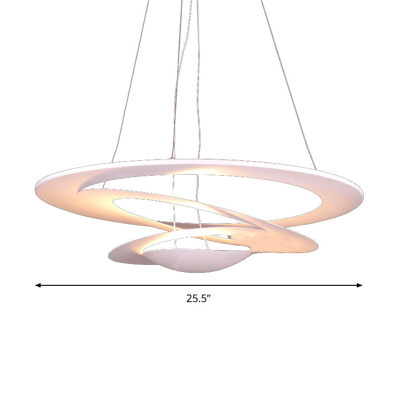 Contemporary White Spiral Ceiling Chandelier For Living Room - 19.5/25.5/31.5 Wide