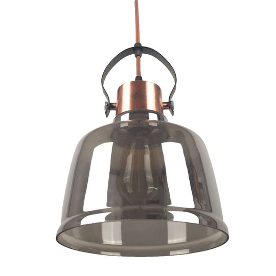 Contemporary Black Pendant Light With Clear Glass Dome - Grey/Amber Finish