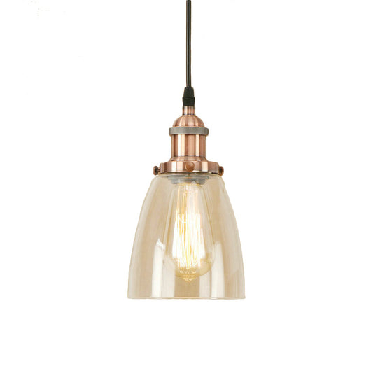 Farmhouse 1 Light Brass/Copper Pendant Ceiling Light with Clear Glass Tapered Shade