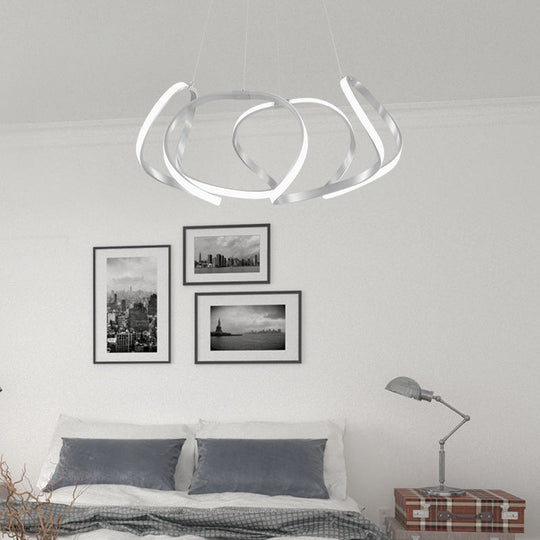 23.5/31.5 Chrome/Gold Strip Chandelier Led Hanging Lamp - Postmodern Acrylic Kit In Warm/White Light