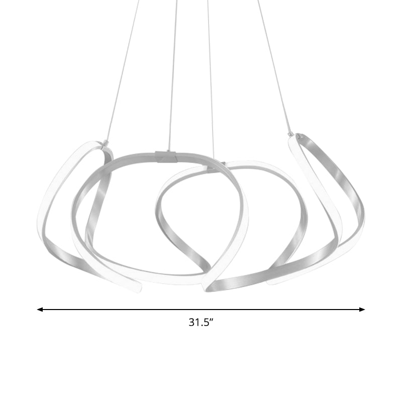 23.5/31.5 Chrome/Gold Strip Chandelier Led Hanging Lamp - Postmodern Acrylic Kit In Warm/White Light