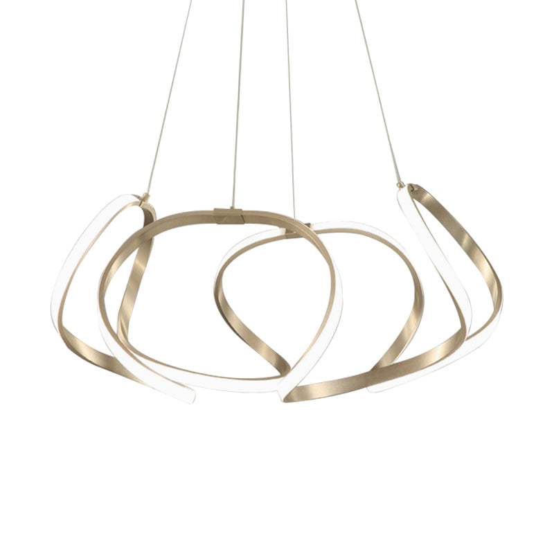 23.5/31.5 Chrome/Gold Strip Chandelier Led Hanging Lamp - Postmodern Acrylic Kit In Warm/White Light