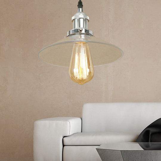 Industrial Cone Pendant Lamp With Clear Glass Shade - Rustic Black/Copper Accent For Living Room