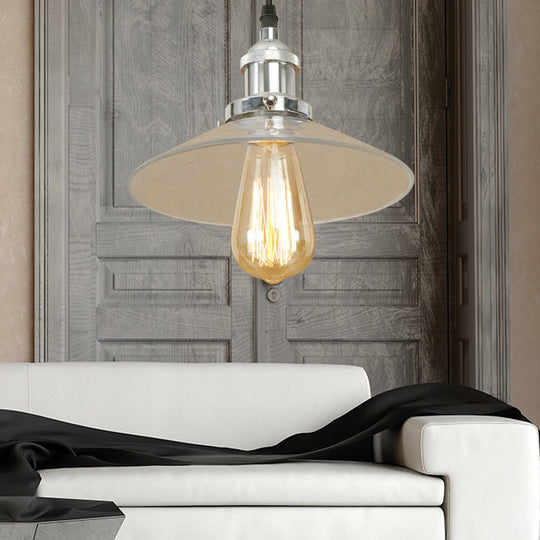 Industrial Cone Pendant Lamp With Clear Glass Shade - Rustic Black/Copper Accent For Living Room