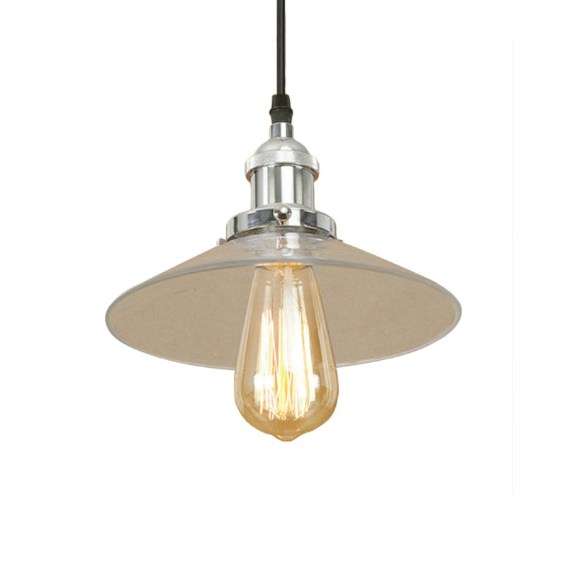 Industrial Clear Glass Pendant Lamp with Cone Shade - Black/Rust/Copper Finish - Living Room Hanging Light Fixture