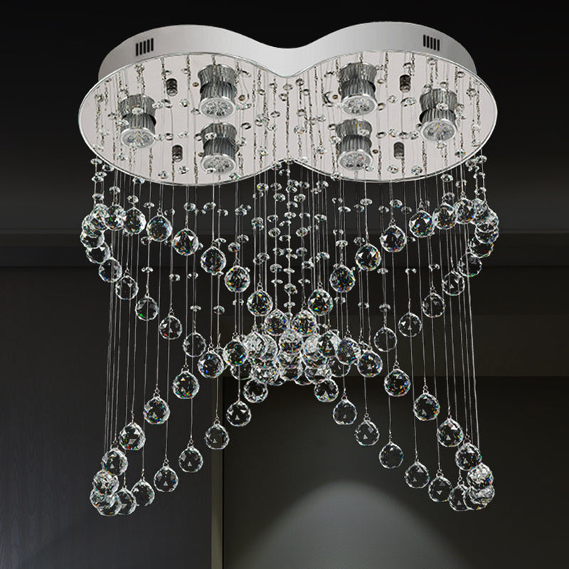 Modern Butterfly Crystal Flush Mount Pendant With 4 Rings