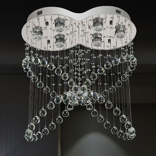 Modern Butterfly Crystal Flush Mount Pendant With 4 Rings