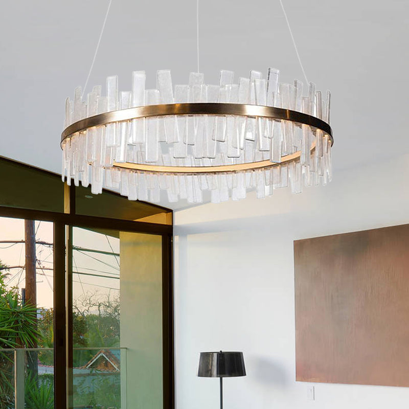 Modern 1/2 Lights Living Room Crystal Chandelier With Gold Led Suspension Pendant