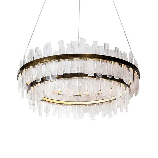 Modern 1/2 Lights Living Room Crystal Chandelier With Gold Led Suspension Pendant