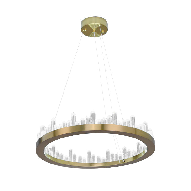 Modern Gold Led Chandelier In Warm/White Light For Bedroom - 16/23.5 Wide