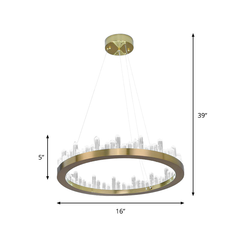 Modern Gold Led Chandelier In Warm/White Light For Bedroom - 16/23.5 Wide