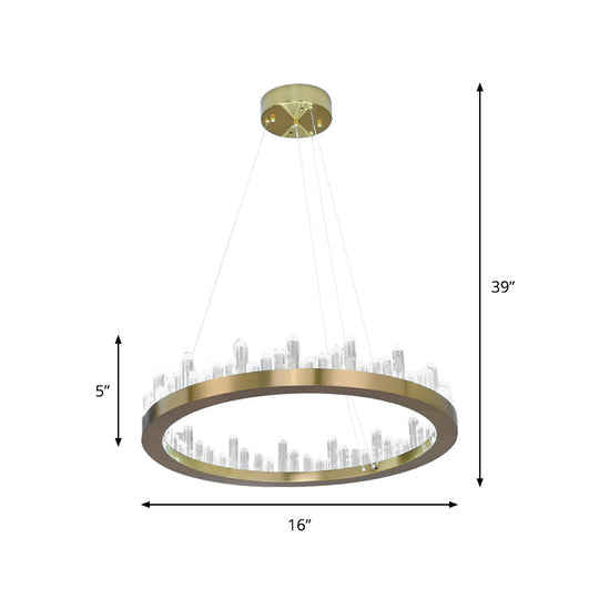 Modern Gold Led Chandelier In Warm/White Light For Bedroom - 16/23.5 Wide